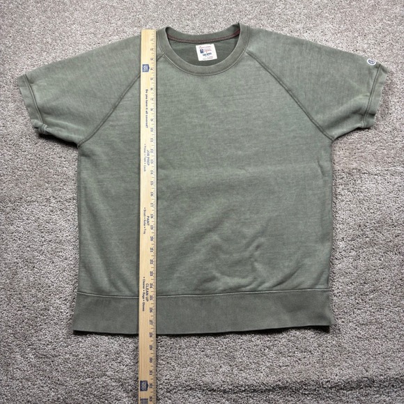 Champion Todd Snyder Mens XL Short Sleeve Sweatshirt Olive Green Raglan Cotton - Picture 5 of 7